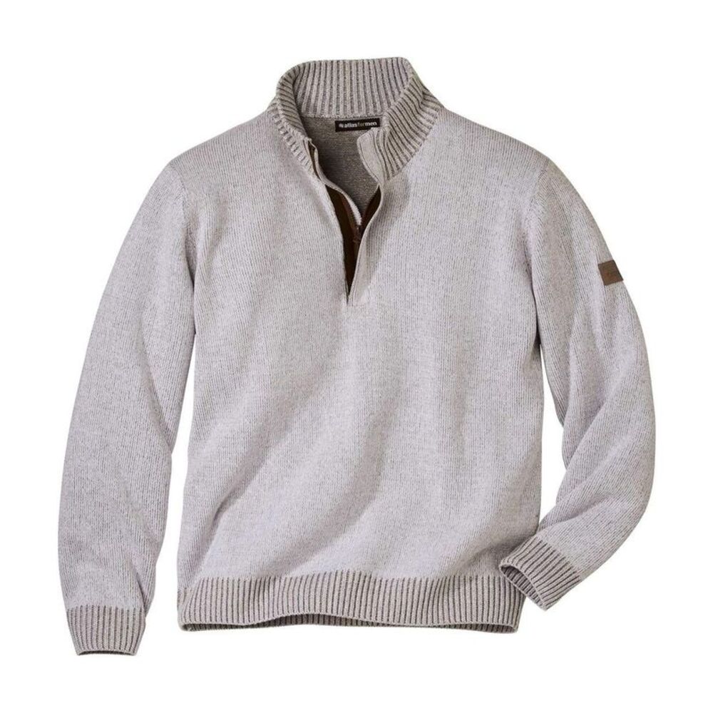 Atlas For Men Mens Stylish Knitted Marl Sweater / Light Grey Marl